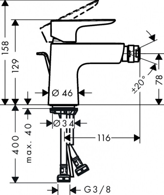 Смеситель для биде Hansgrohe Talis E 71720140 Смеситель для биде Hansgrohe Talis E 71720140
