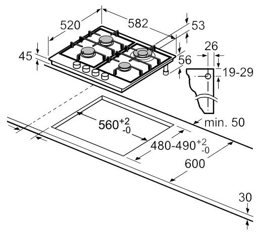 Встраиваемая газовая варочная панель Bosch PGH6B5B60R