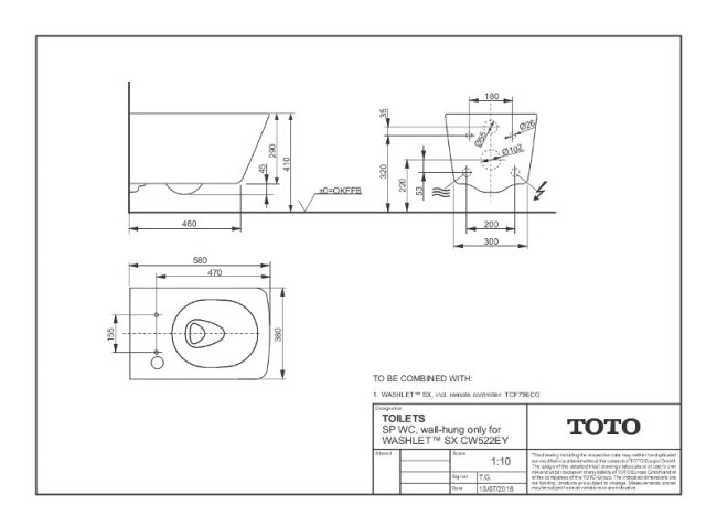 Унитаз подвесной Toto SX (CW522EY) белый