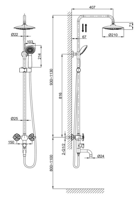 Душевая система D&K Hessen Lorsch DA1414701B09