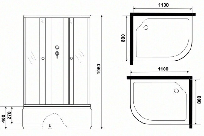 Душевая кабина Niagara Promo P110/80/40L/MT/BK