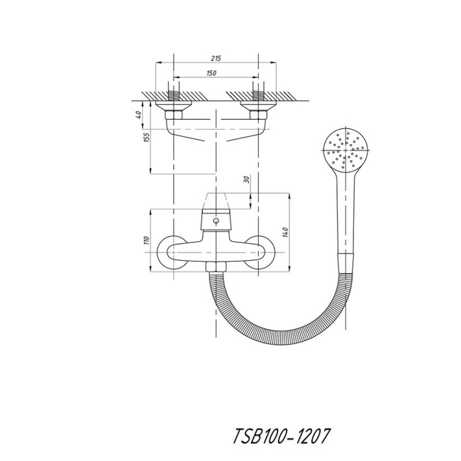 Смеситель для душевой кабины Tsarsberg TSB-100-1207 Смеситель для душевой кабины Tsarsberg TSB-100-1207