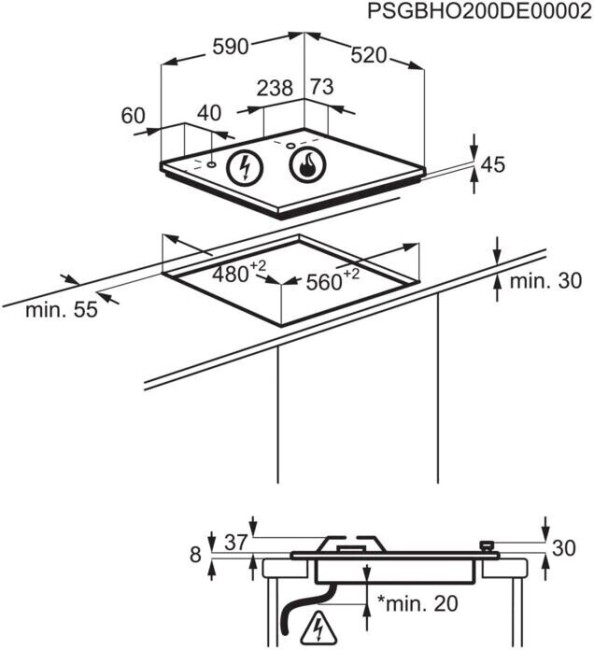 Встраиваемая газовая варочная панель Aeg HKB 64420 NW