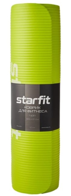 Коврик для йоги и фитнеса Starfit FM-301 NBR 1,0 см 183x61 см лаймовый Коврик для йоги и фитнеса Starfit FM-301 NBR 1,0 см 183x61 см лаймовый
