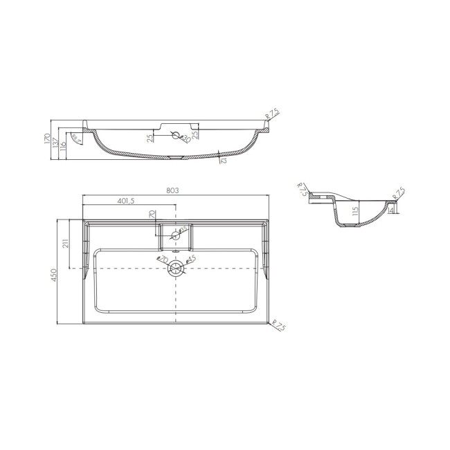 Раковина для мебели Aquaton Фабиа 800 (1A708031FB010) белый