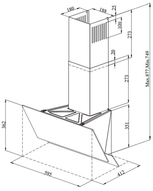 Каминная вытяжка Monsher Stella 60 Noir