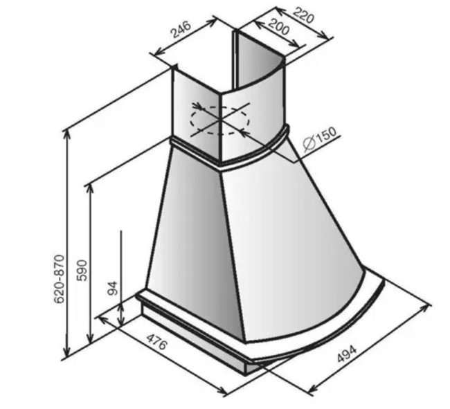 Каминная вытяжка Elikor Ротонда 50П-650-П3Л бежевый/дуб рустика