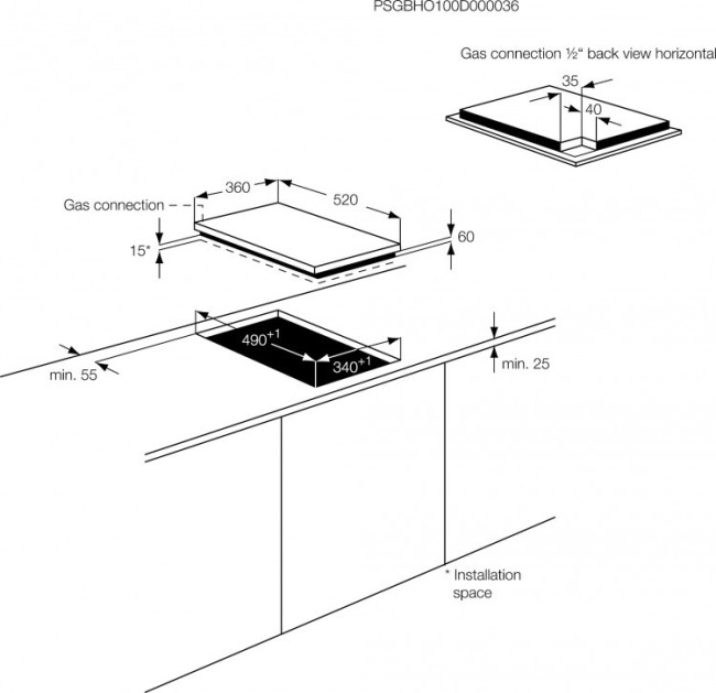 Встраиваемая газовая варочная панель Aeg HC 412000 GB Встраиваемая газовая варочная панель Aeg HC 412000 GB