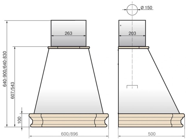 Каминная вытяжка Elikor Пергола 60П-650-П3Л золотой антик/дуб