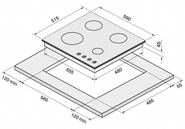 Встраиваемая газовая варочная панель Krona Hagel 60 BL W