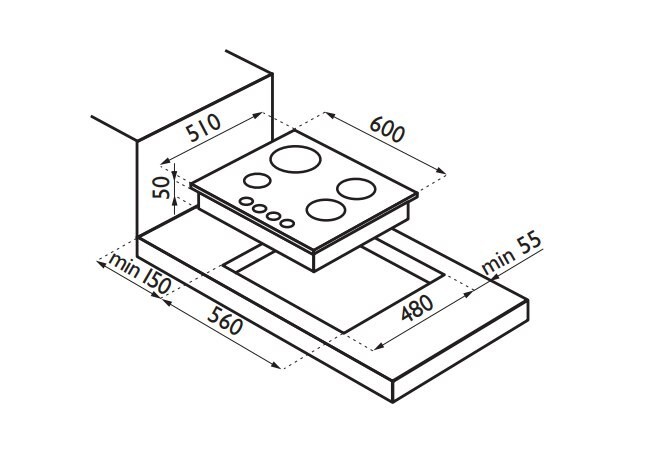 Встраиваемая газовая варочная панель Ardesia F 6V4 GTRB