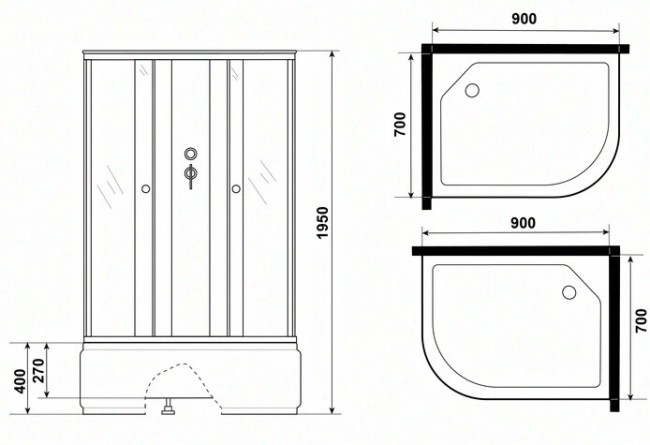 Душевая кабина Niagara Promo P90/70/40L/MT/BK