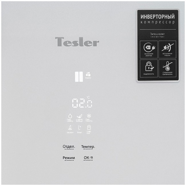 Холодильник Tesler RFD-361I white glass