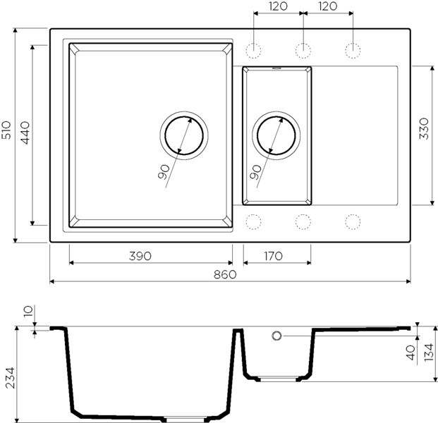 Кухонная мойка Omoikiri Daisen 86-2-BL (4993477) Artgranit/черный Кухонная мойка Omoikiri Daisen 86-2-BL (4993477) Artgranit/черный
