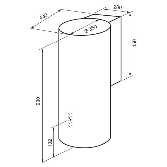 Каминная вытяжка Kronasteel TINA 350 BLACK 3P
