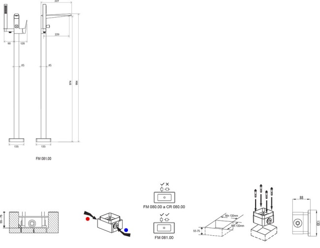 Напольный смеситель для ванны Ravak FM 081.00 (X070079) Напольный смеситель для ванны Ravak FM 081.00 (X070079)