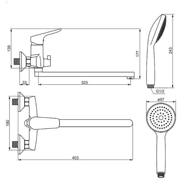 Смеситель универсальный Damixa Jupiter 779500001