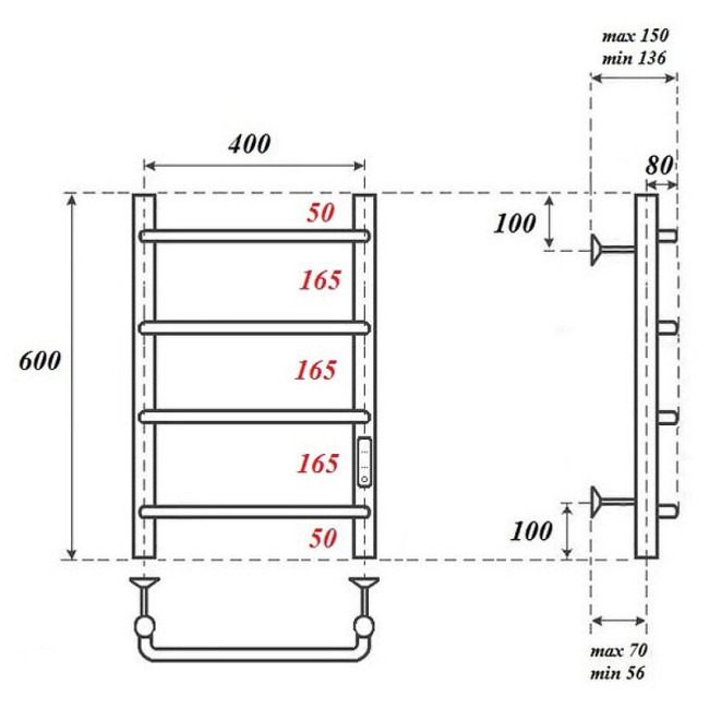 Электрический полотенцесушитель Point PN08846B
