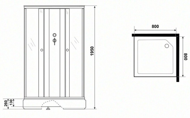 Душевая кабина Niagara Promo P80/26Q/MT/BK Душевая кабина Niagara Promo P80/26Q/MT/BK
