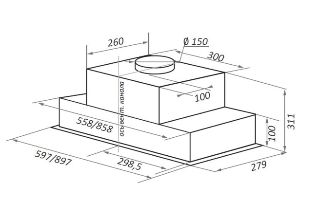 Встраиваемая вытяжка Maunfeld Fantasy Light 60 черный
