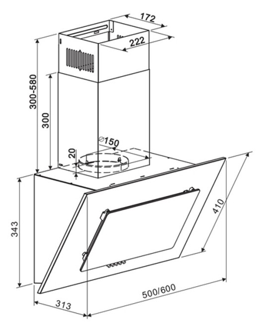 Каминная вытяжка Maunfeld Tower 60 черный
