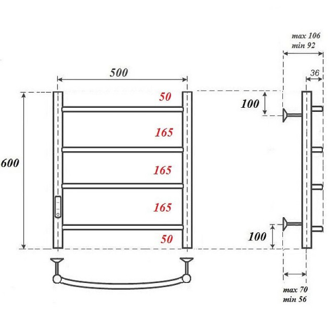 Электрический полотенцесушитель Point PN04756W