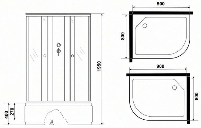 Душевая кабина Niagara Eco E90/80/40R/TN/BK
