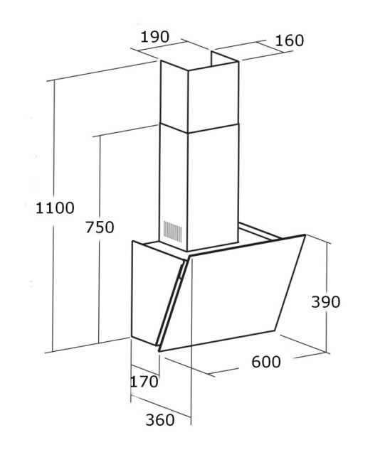 Каминная вытяжка Cata DIO 600GWH