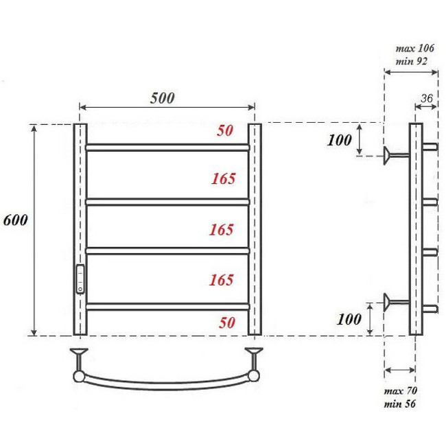 Электрический полотенцесушитель Point PN04756B