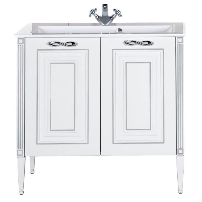 Тумба с раковиной Aquanet Паола 90 белый/серебро (литьевой мрамор) (213016) Тумба с раковиной Aquanet Паола 90 белый/серебро (литьевой мрамор) (213016)