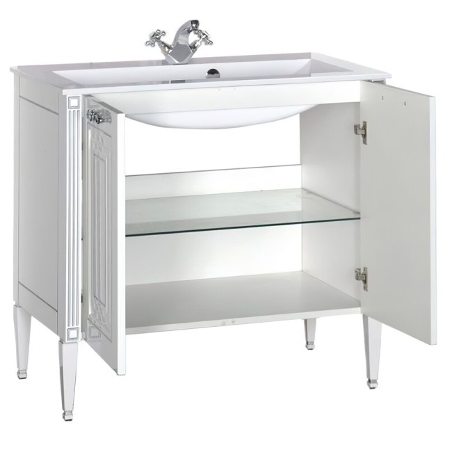 Тумба с раковиной Aquanet Паола 90 белый/серебро (литьевой мрамор) (213016) Тумба с раковиной Aquanet Паола 90 белый/серебро (литьевой мрамор) (213016)