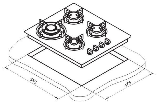 Встраиваемая газовая варочная панель Darina 1T18 BGM341 11 At Встраиваемая газовая варочная панель Darina 1T18 BGM341 11 At
