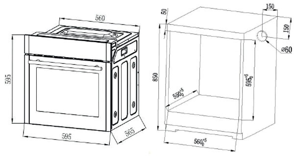 Встраиваемый электрический духовой шкаф Monsher MOE 6092 Acier Встраиваемый электрический духовой шкаф Monsher MOE 6092 Acier