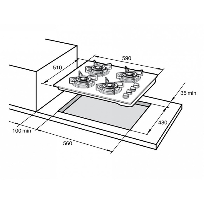 Встраиваемая газовая варочная панель Delonghi NV 46/1 ASV C