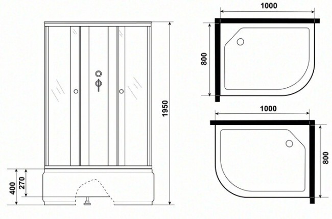 Душевая кабина Niagara Promo P100/80/40R/MT/BK Душевая кабина Niagara Promo P100/80/40R/MT/BK
