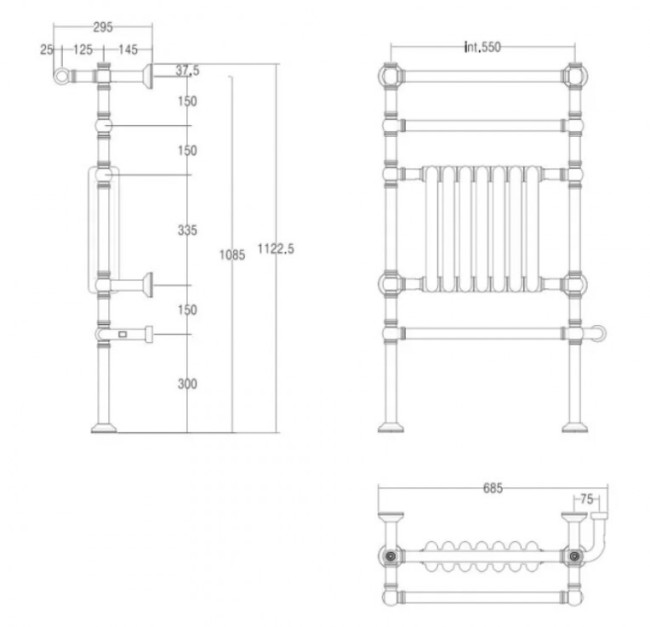 Полотенцесушитель электрический Margaroli 9104CR Полотенцесушитель электрический Margaroli 9104CR