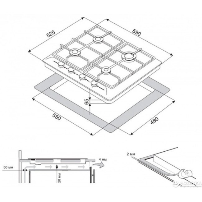 Встраиваемая газовая варочная панель ZorG BP5 FD inox