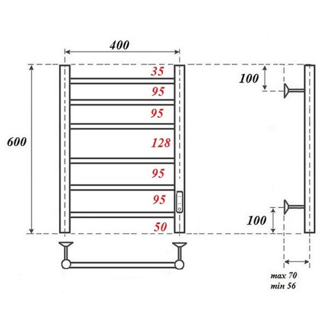 Электрический полотенцесушитель Point PN10846B