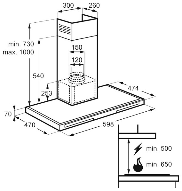 Каминная вытяжка Electrolux EFB 60566 DX Каминная вытяжка Electrolux EFB 60566 DX