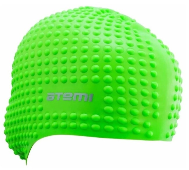 Шапочка для плавания Atemi BS80, силикон (бабл), зеленый