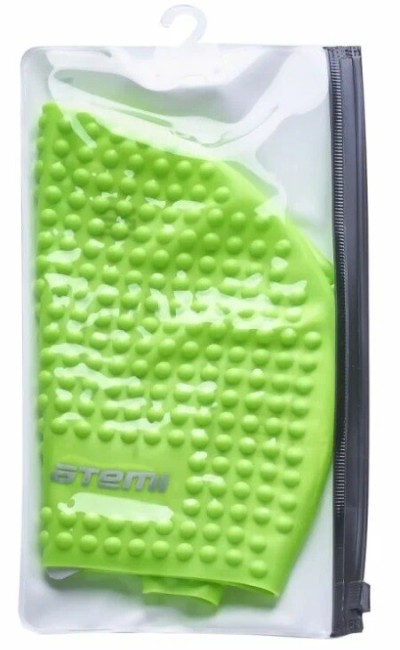 Шапочка для плавания Atemi BS80, силикон (бабл), зеленый