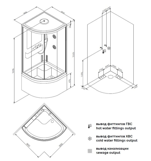Душевая кабина AM.PM Like Deep W80C-019A-090MTA Душевая кабина AM.PM Like Deep W80C-019A-090MTA
