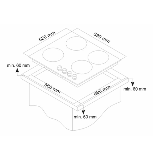Встраиваемая газовая варочная панель Simfer H60N40G570