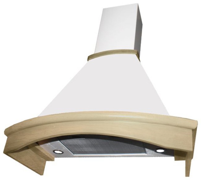 Каминная вытяжка Elikor Ротонда 90П-650-П3Д бежевый/дуб бел+патина золото