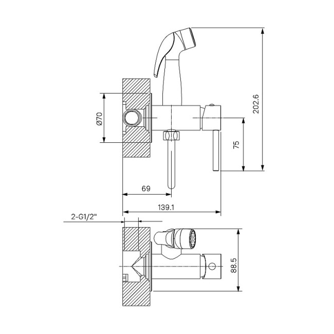 Смеситель с гигиеническим душем Milardo Tidy 001WTR0M08 Смеситель с гигиеническим душем Milardo Tidy 001WTR0M08