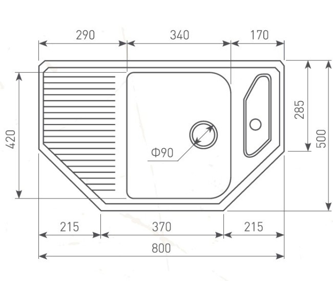 Кухонная мойка Zigmund & Shtain ECKIG 800 топленое молоко Кухонная мойка Zigmund & Shtain ECKIG 800 топленое молоко
