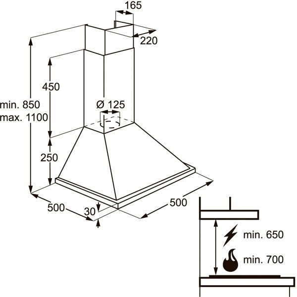 Каминная вытяжка Zanussi ZHC 95146 XA Каминная вытяжка Zanussi ZHC 95146 XA