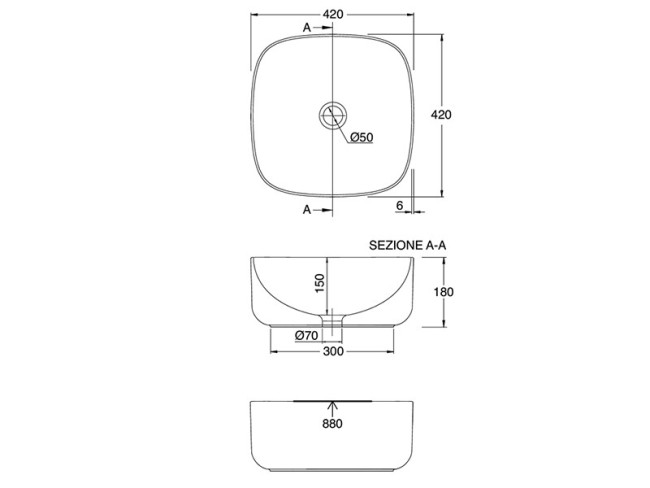Раковина накладная Scarabeo MOON (5501) White
