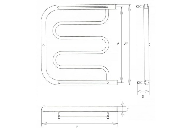 Полотенцесушитель Двин D 60/60 С полкой Водяной К0, Полированный (4627086011797)