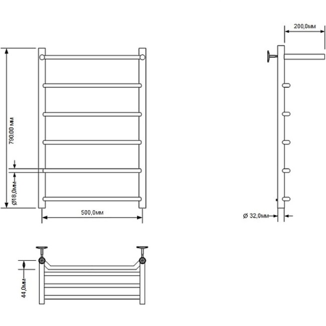 Полотенцесушитель Aquanet Fiona водяной с полкой 80х50 (266741)